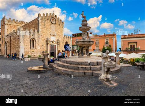 Front View Of Cathedral Of St Nicholas Of Bari In Taormina City On