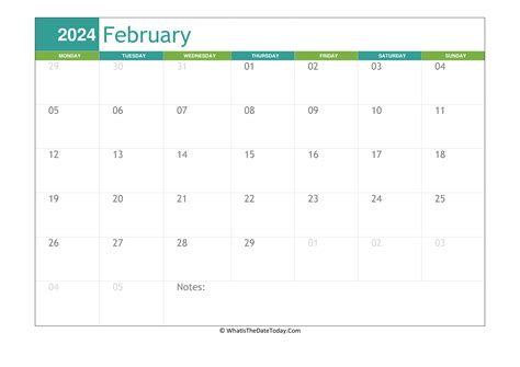 February Calendar Template Fillable Tania Florenza