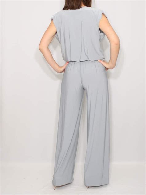 Light Grey Jumpsuit Sleeveless Jumpsuit Women Wrap Top Light Grey