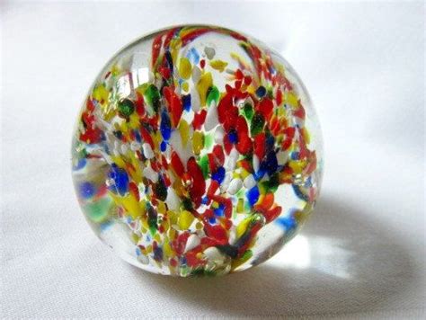 Vintage Glass Paperweight Multicolored Id 013 Etsy Glass