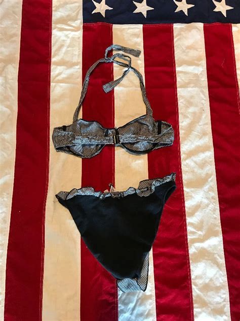 Bathing Suit Set Bikini Gingham Ruffle Guess Boardwalk Vintage