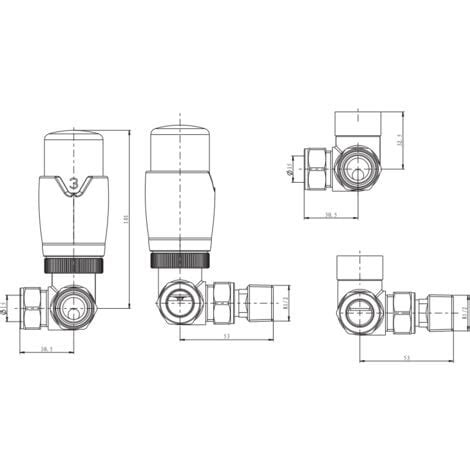 Warmehaus Thermostatic Trv Brass Radiator Valves Lockshield Angled