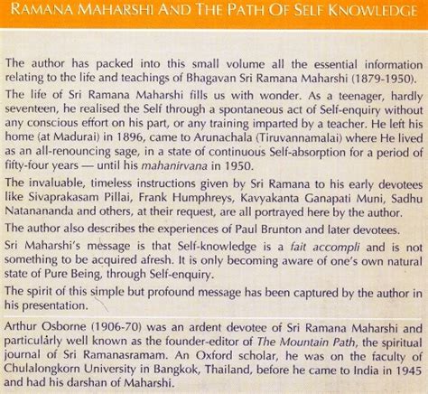 Ramana Maharshi And The Path Of Self Knowledge Ramana Maharshi And The Path Of Self Knowledge