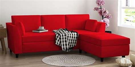 Buy Bristo Velvet Lhs 4 Seater Sectional Sofa In Cherry Red Colour At 68 Off By Febonic Pepperfry