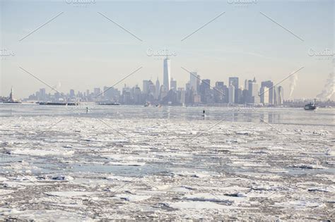 Winter NYC Skyline. Climate Change. | High-Quality Stock Photos ...