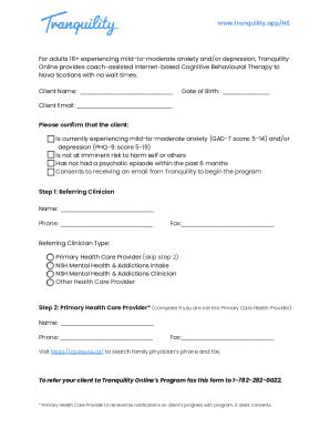 Fillable Online Practitioner Referral Form NSH Incl MHA Zone Fax