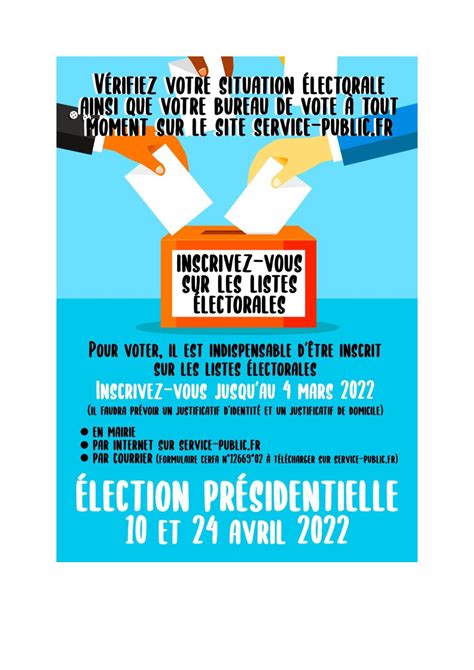 Élections 2022 Inscriptions sur les listes électorales Commune de