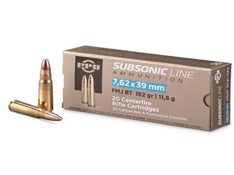 Prvi 7.62x39mm Subsonic Ammunition PPS76239 182 Grain Full Metal Jacket ...