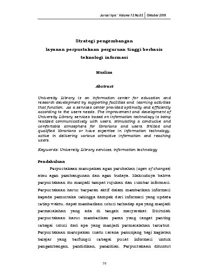 Strategi Pengembangan Layanan Perpustakaan Perguruan Tinggi Berbasis