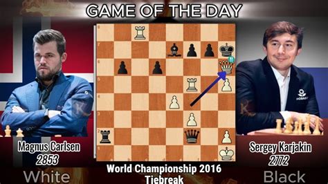 Carlsen Brilliant Queen Sacrifice Carlsen Karjakin World