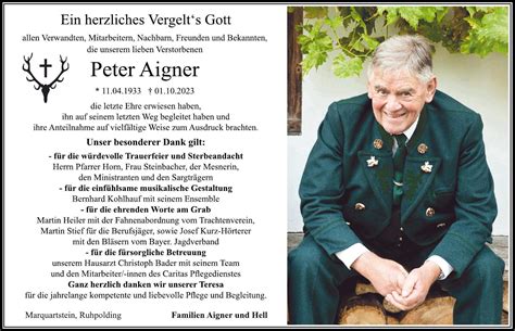 Trauer Aigner Peter Da Anzeigen Traunsteiner Tagblatt