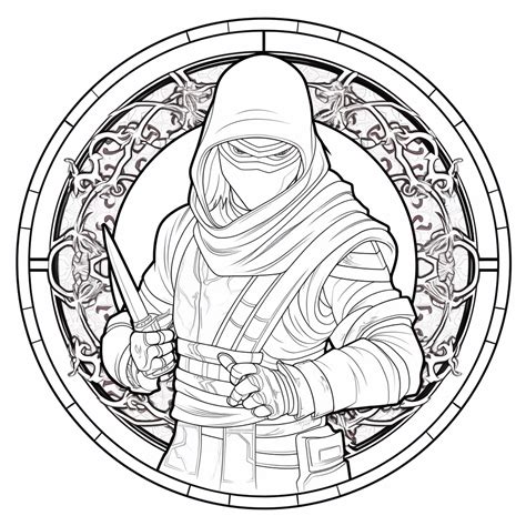 Ninja Themed Mandala Coloring Page Coloring Page