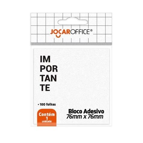 Bloco Adesivo Recado 76x76 Importante Branco 100 Folhas Jocar Office