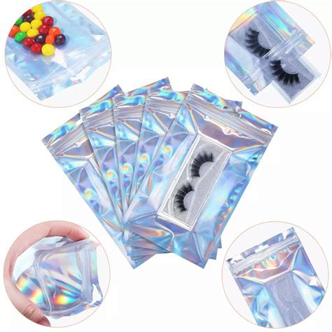 Custom Aluminum Foil Transparent Holographic Bag Resealable Smell Proof