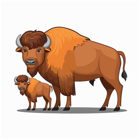 Bison Vector Flat Illustration On White Background Premium Ai