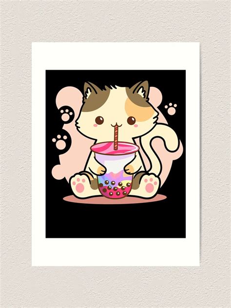 Cat Boba Tea Bubble Tea Anime Kawaii Art Print For Sale By