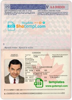 Canada Passport Template In Psd Format Fully Editable With All Fonts