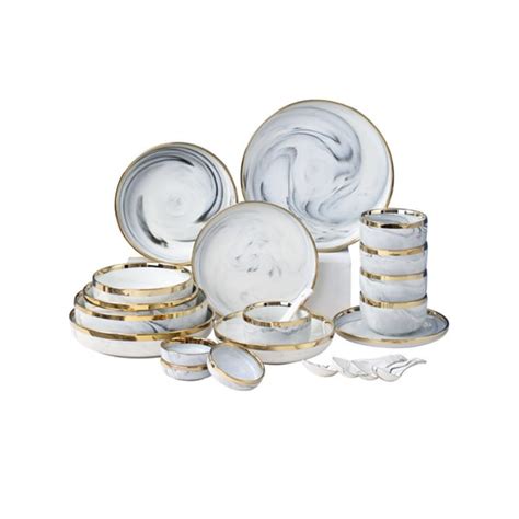 Free Shipping on Modern Dinnerware Set of 18 White&Gray Ceramic ...