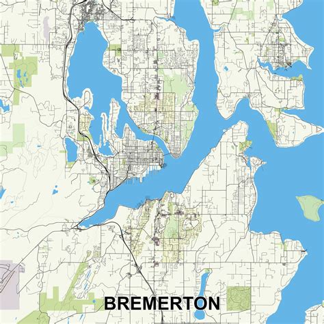 Bremerton Washington Usa Map Poster Art 45743628 Vector Art At Vecteezy