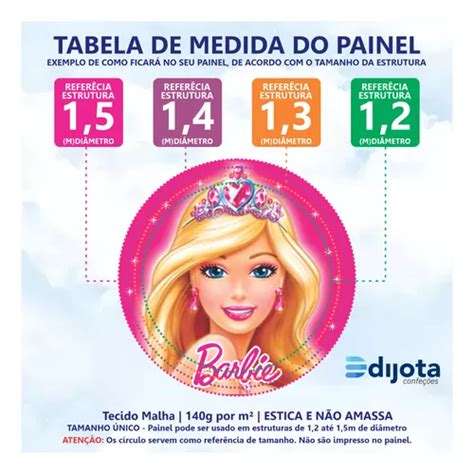 Painel Redondo Tecido Sublimado Barbie 1 5 De Diam à venda em por