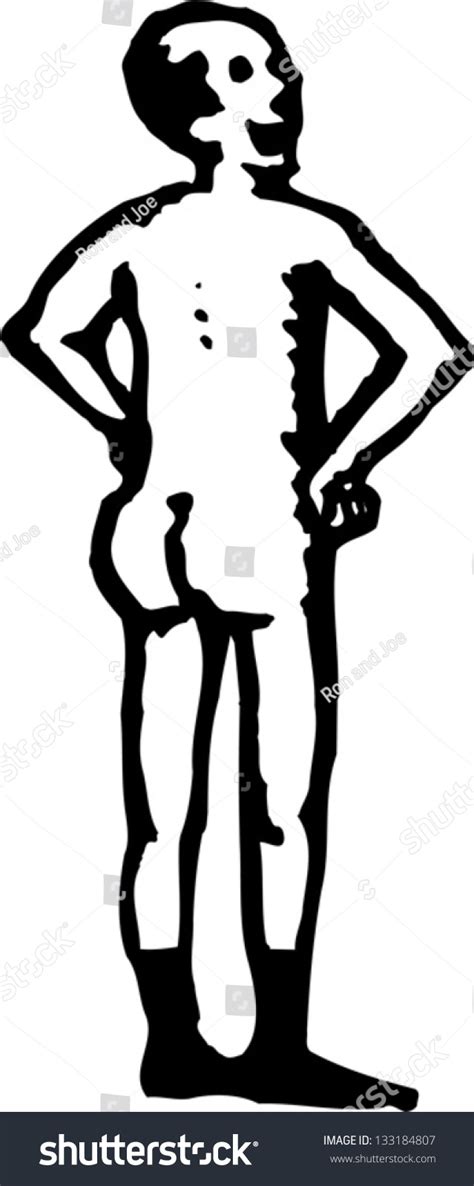 Black White Vector Illustration Naked Man Shutterstock