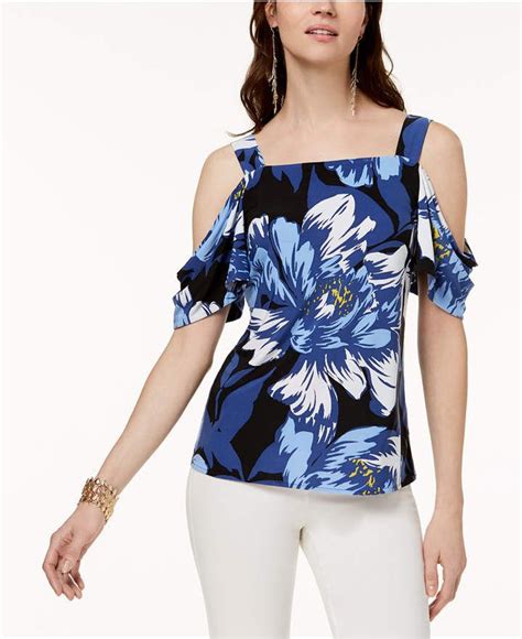 Inc International Concepts I N C Printed Cold Shoulder Top Created