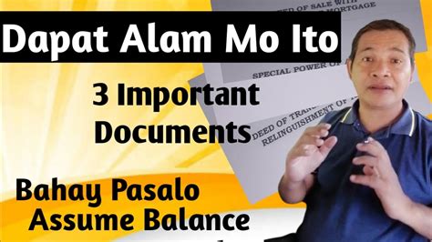 3 Important Documents In Bahay Pasalo Assume Balance House And Lot Youtube