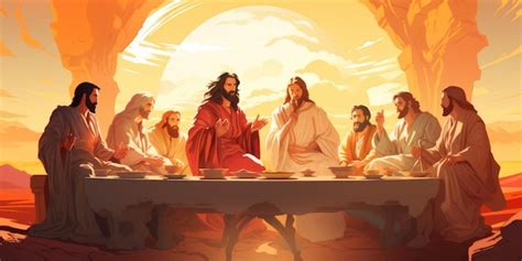 Premium Ai Image Last Supper Jesus And His Disciples Sitting Around