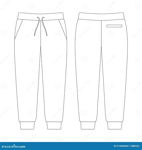 Jogger Sweatpants Technical Fashion Flat Sketch Drawing Vector Template