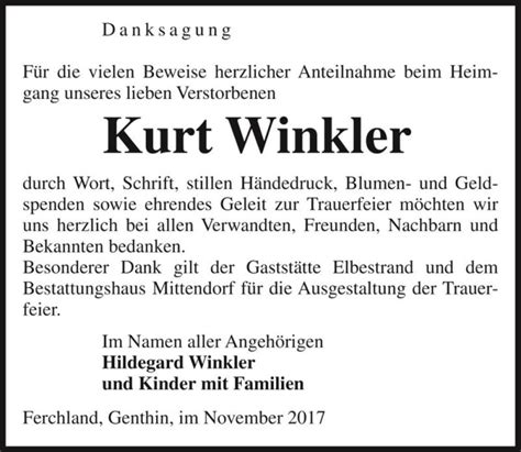 Traueranzeigen Von Kurt Winkler Abschied Nehmen De