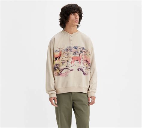 Graphic Relaxed Henley Crewneck Sweatshirt - Multi-color | Levi's® US