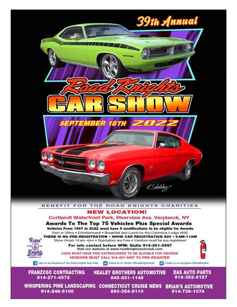 Road Knights Car Show Sunday September 18th Town Of Cortlandt NY News