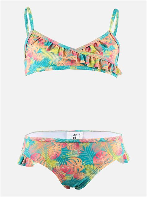 Mädchen Bikini Set mit Blätterprint noSize turquoise