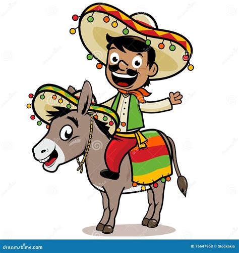 Cartoon Mexican Wearing A Sombrero Riding A Donkey Royalty-Free Stock Image | CartoonDealer.com ...