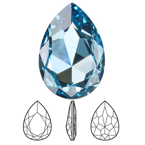 Embellishment Swarovski® Fancy Stone Aquamarine Foil Back 30x20mm