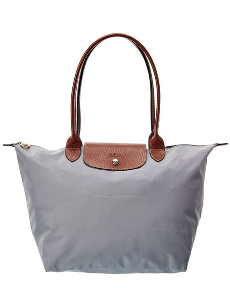 Longchamp Classic Le Pliage Nylon Long Strap Shoulder Bag in Grey ...
