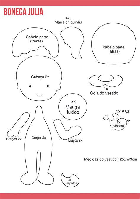 Bonequinha De Feltro Com Molde E Passo A Passo Ver E Fazer