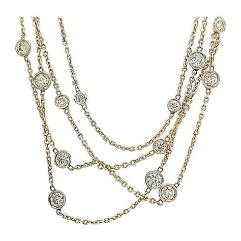 14 Karat Diamond By The Yard Necklace Yellow Gold 604 Carat For Sale At 1stdibs