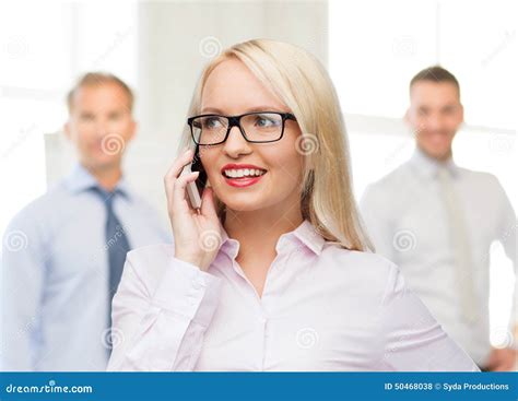 Smiling Businesswoman Calling On Smartphone Stock Photo Image Of