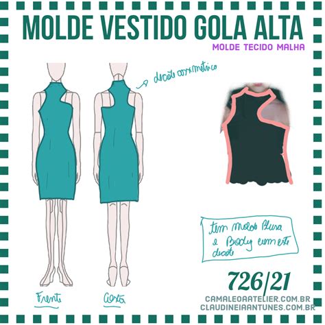 Molde Vestido Gola Alta Camaleoa Atelier De Costura