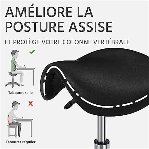 Yaheetech Tabouret Roulettes Professionnel Pu Tabouret Ergonomique