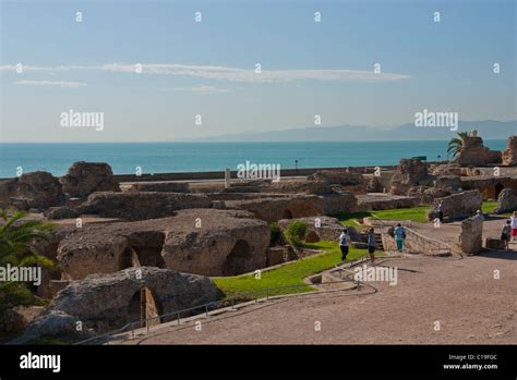 Tunisia Carthage View Across Ruins Stock Photo Alamy