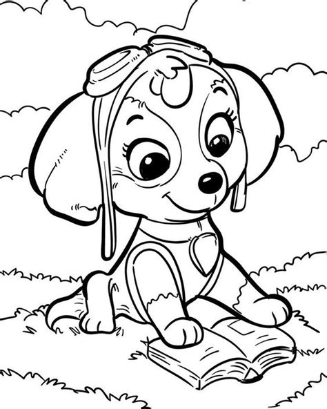 Dibujos de Skye la perrita de Paw Patrol con temática de primavera