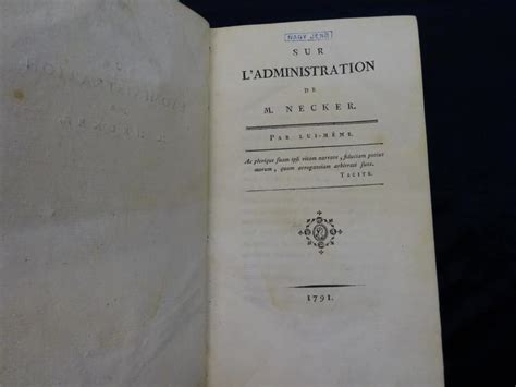 Sur L`administration De M Necker Par Lui Meme By Necker Jacques