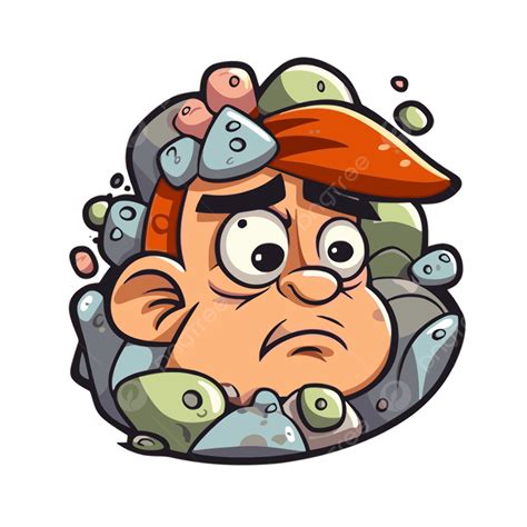 Hombre De Dibujos Animados Enojado En Un Montón De Rocas Clipart Vector