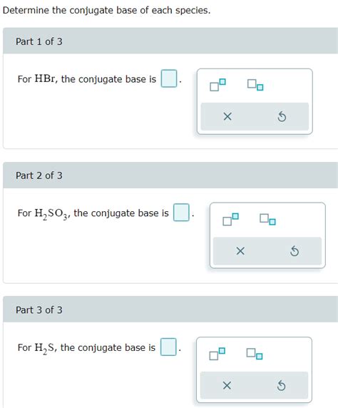 Solved Determine the conjugate base of each species. Part 1 | Chegg.com