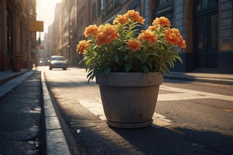 Premium Photo Orange Flowers In Urban Setting