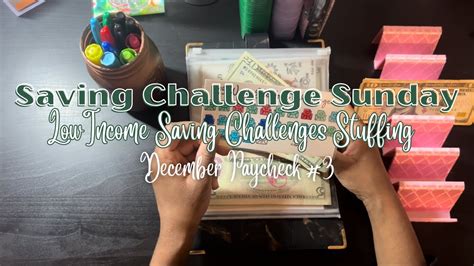 Saving Challenge Sunday Cash Stuffing December Paycheck Low