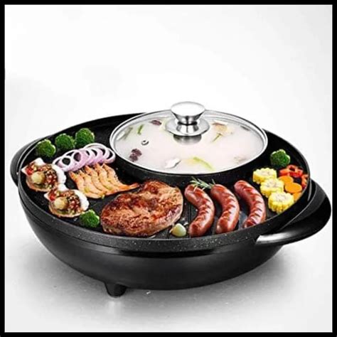 Panci Hotpot BBQ 2 In 1 Elektrik Shabu Steambot Suki Grill Listrik