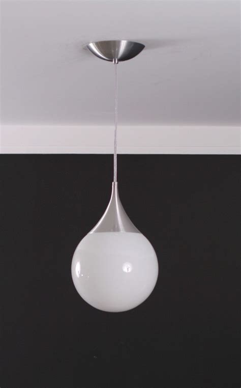 Lustre Pendente Bola Globo 20cm Vidro Fosco Alumínio Escovado 358 1